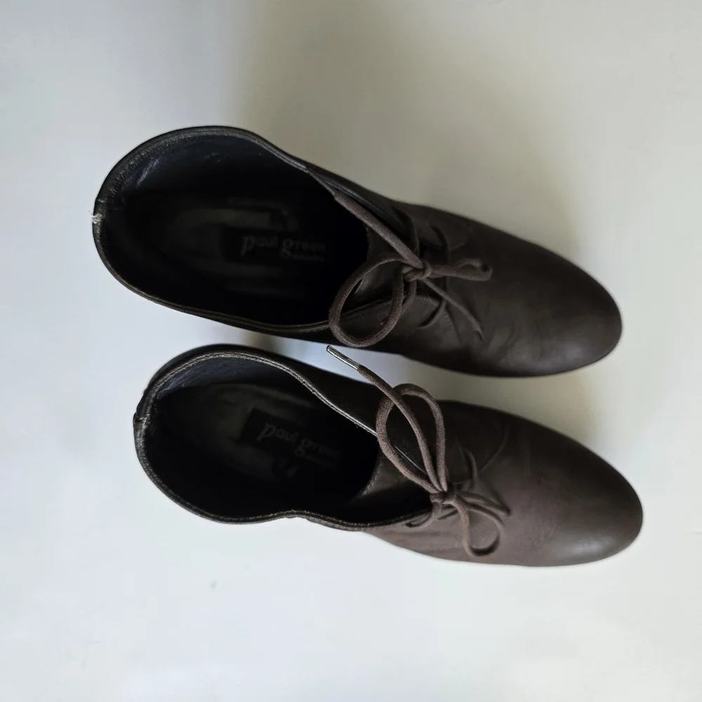 Paul Green Oxford Heeled Brown Leather Size 7 US